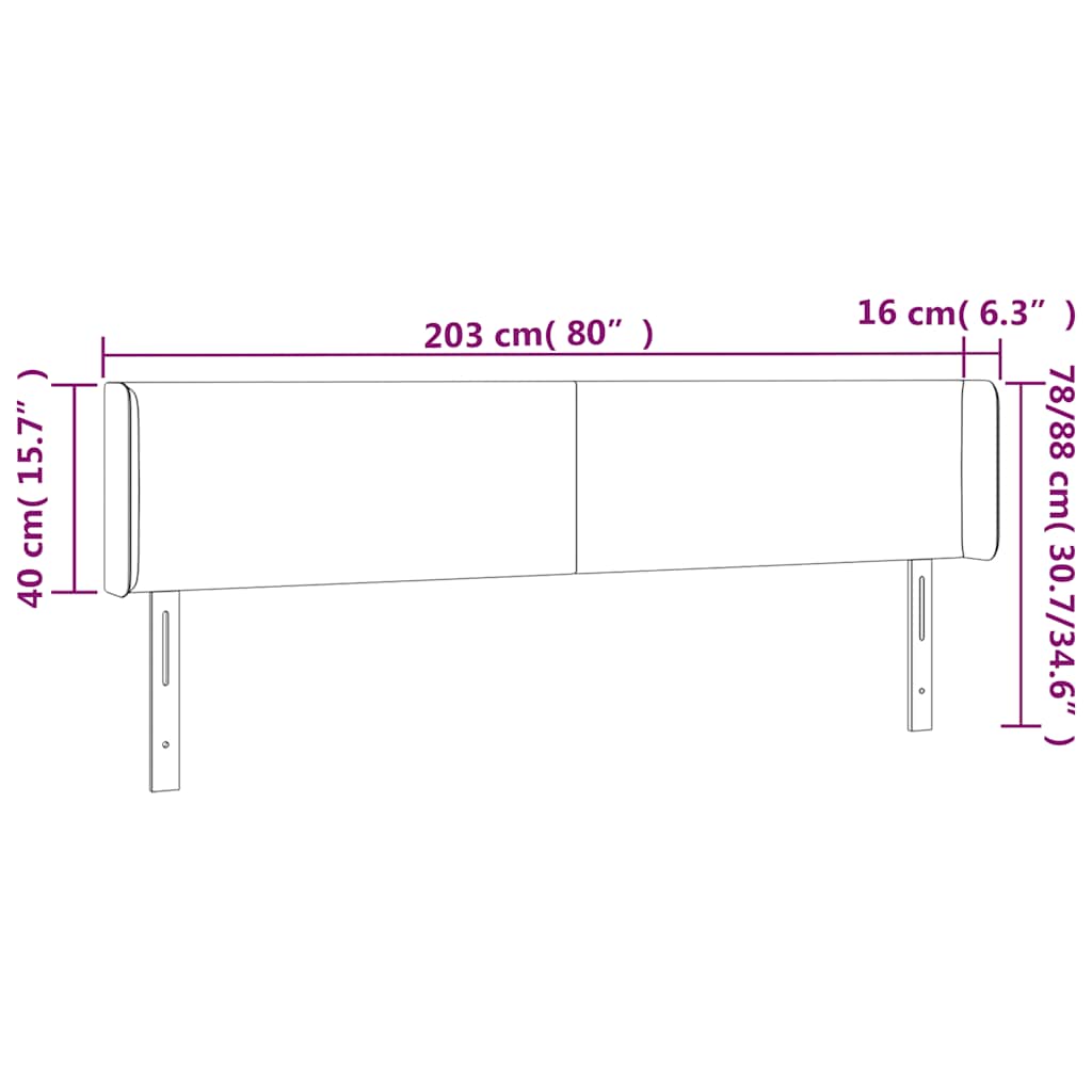 LED uzglavlje tamnozeleno 203x16x78/88 cm baršunasto