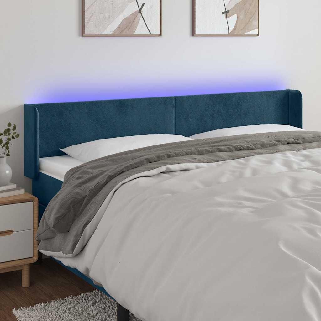 LED uzglavlje tamnoplavo 203x16x78/88 cm baršunasto