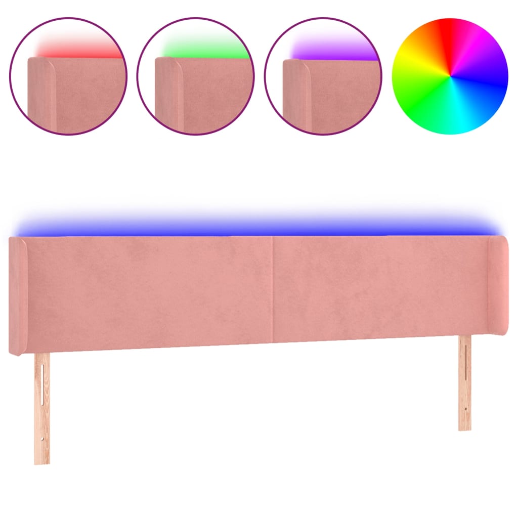 LED uzglavlje ružičasto 203x16x78/88 cm baršunasto