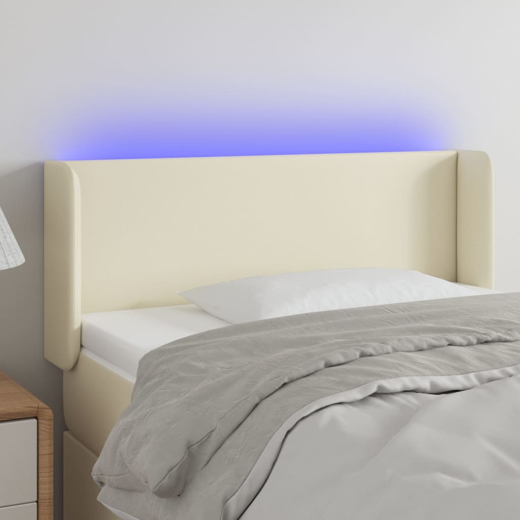 LED uzglavlje krem 83x16x78/88 cm od umjetne kože