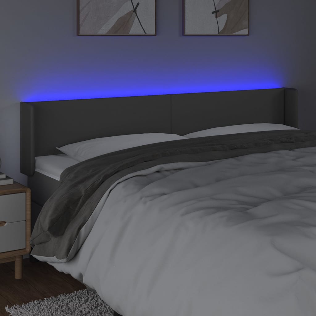 LED uzglavlje sivo 163x16x78/88 cm od umjetne kože
