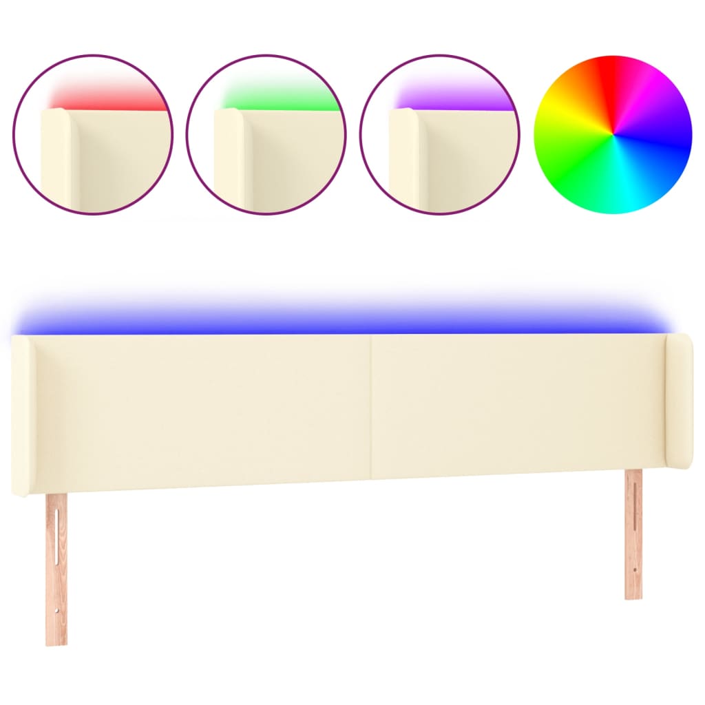 LED uzglavlje krem 183x16x78/88 cm od umjetne kože