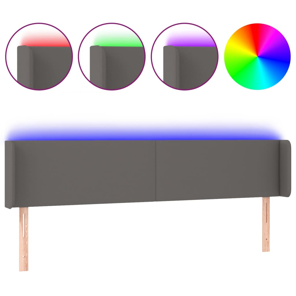 LED uzglavlje sivo 183x16x78/88 cm umjetna koža