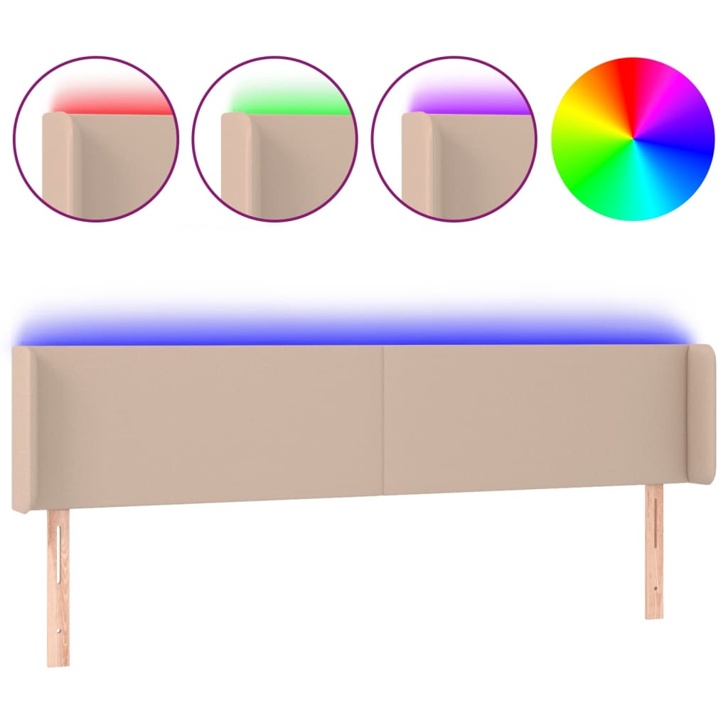 LED uzglavlje boja cappuccina 183x16x78/88 cm od umjetne kože