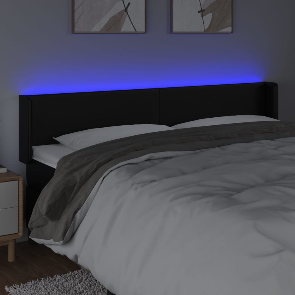 LED uzglavlje crno 203x16x78/88 cm od umjetne kože