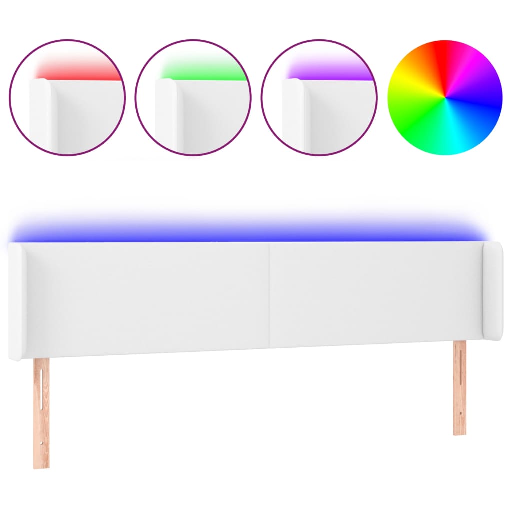 LED uzglavlje bijelo 203x16x78/88 cm od umjetne kože