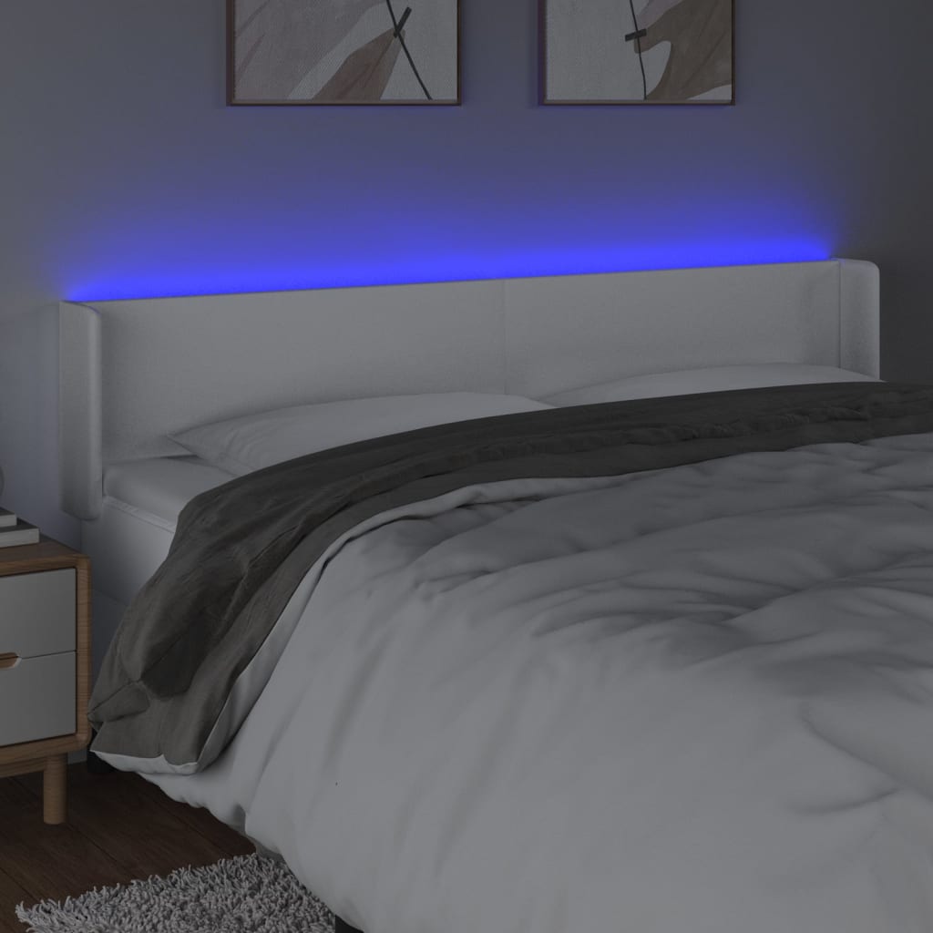 LED uzglavlje bijelo 203x16x78/88 cm od umjetne kože