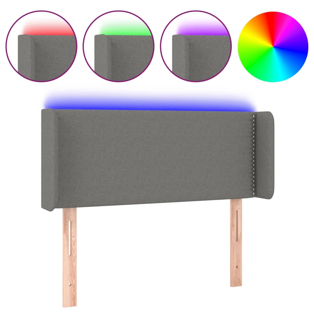 LED uzglavlje tamnosiv 93x16x78/88 cm od tkanine