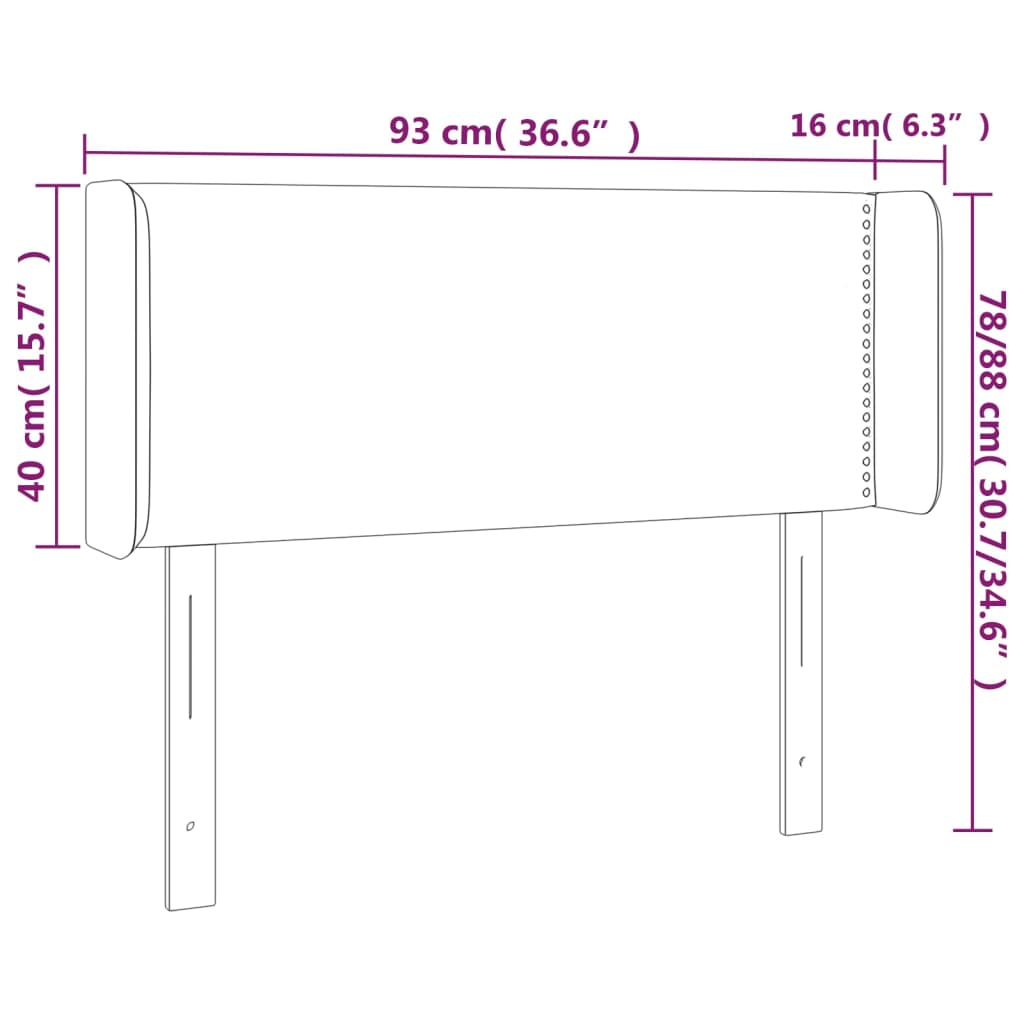 LED uzglavlje tamnosiv 93x16x78/88 cm od tkanine
