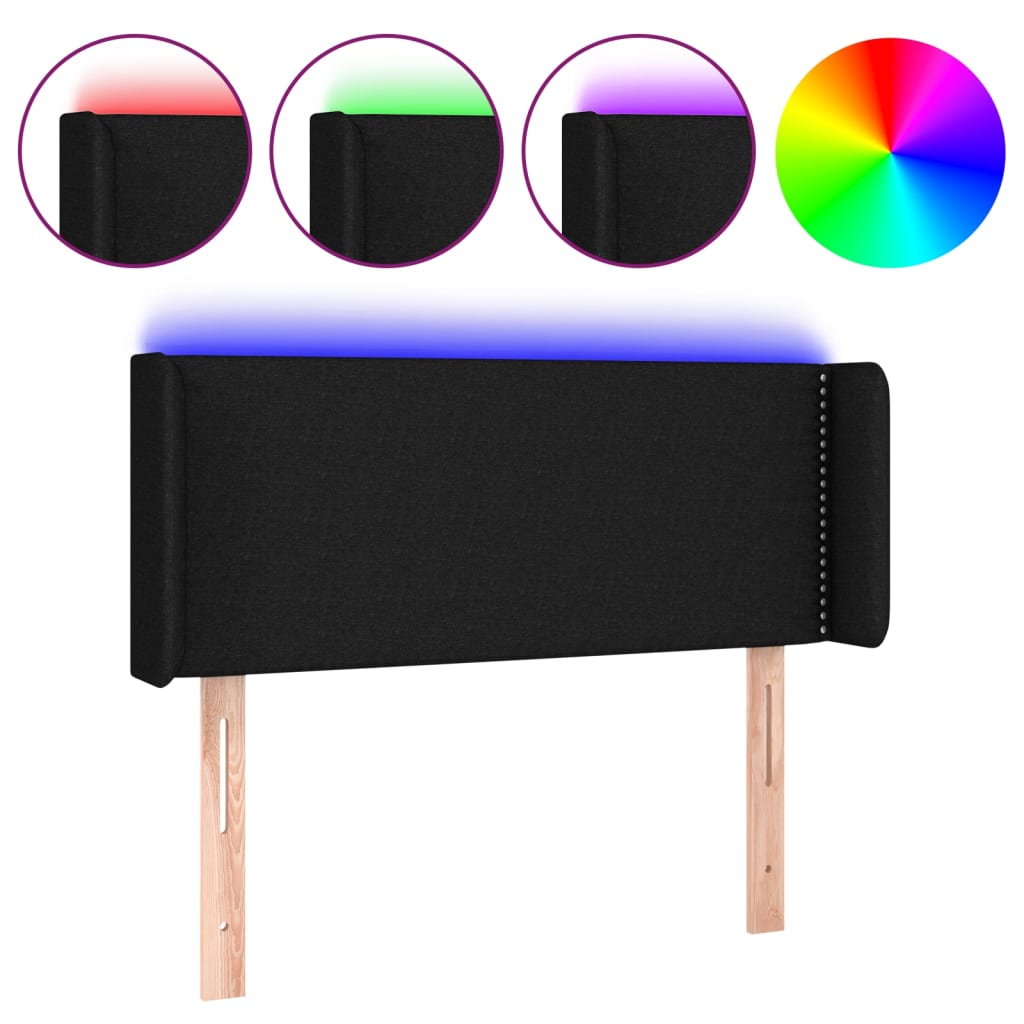 LED uzglavlje crno 103x16x78/88 cm od tkanine