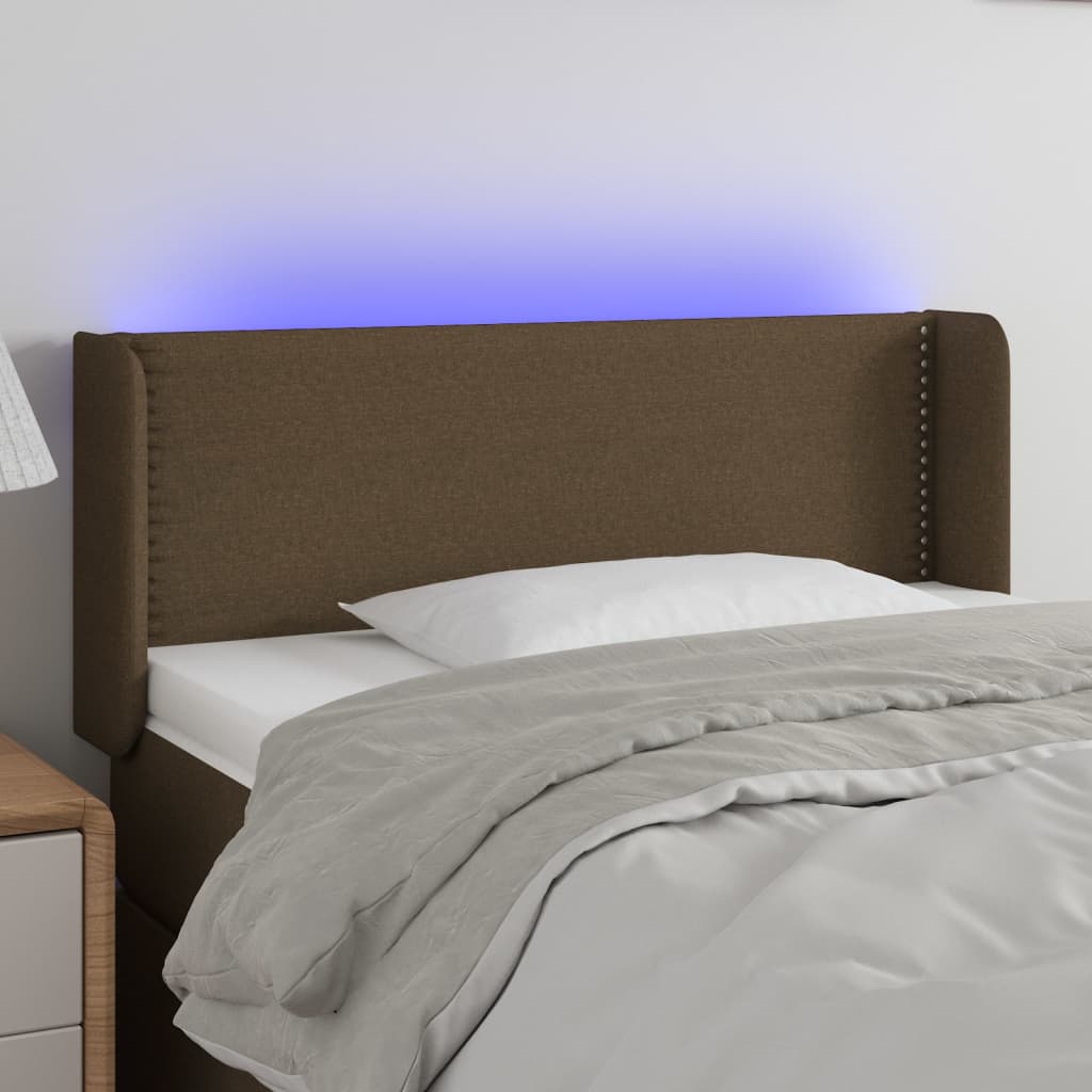 LED Uzglavlje tamnosmeđe 103x16x78/88 cm od tkanine