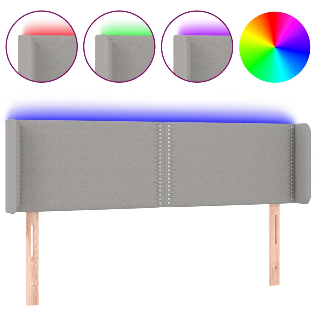 LED uzglavlje svjetlosivo 147x16x78/88 cm od tkanine