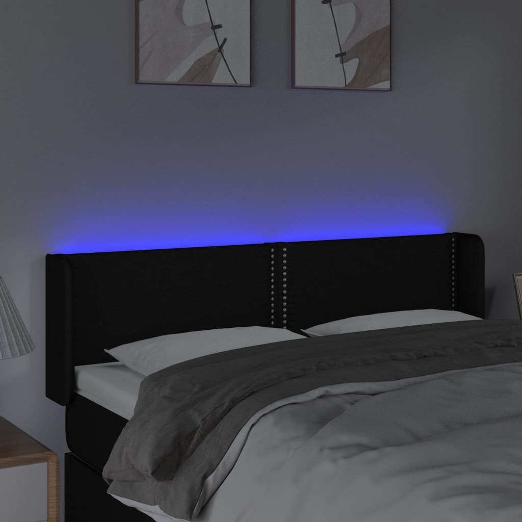 LED uzglavlje crno 147x16x78/88 cm od tkanine