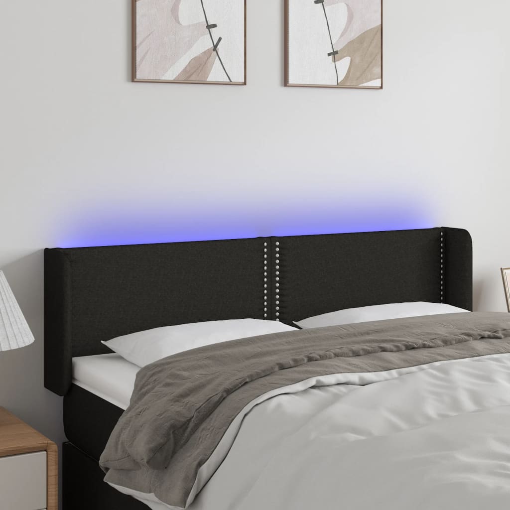 LED uzglavlje crno 147x16x78/88 cm od tkanine