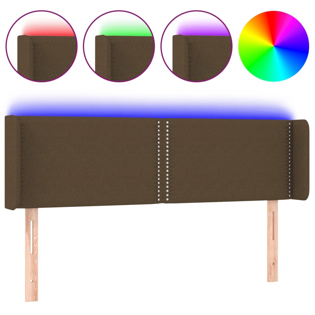 LED uzglavlje tamnosmeđe 147x16x78/88 cm od tkanine