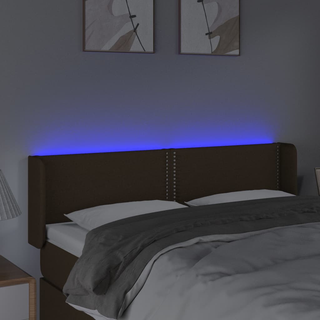 LED uzglavlje tamnosmeđe 147x16x78/88 cm od tkanine