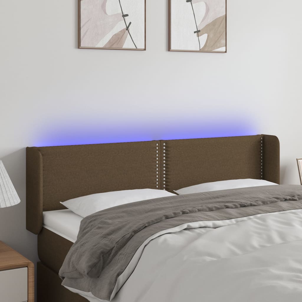 LED uzglavlje tamnosmeđe 147x16x78/88 cm od tkanine
