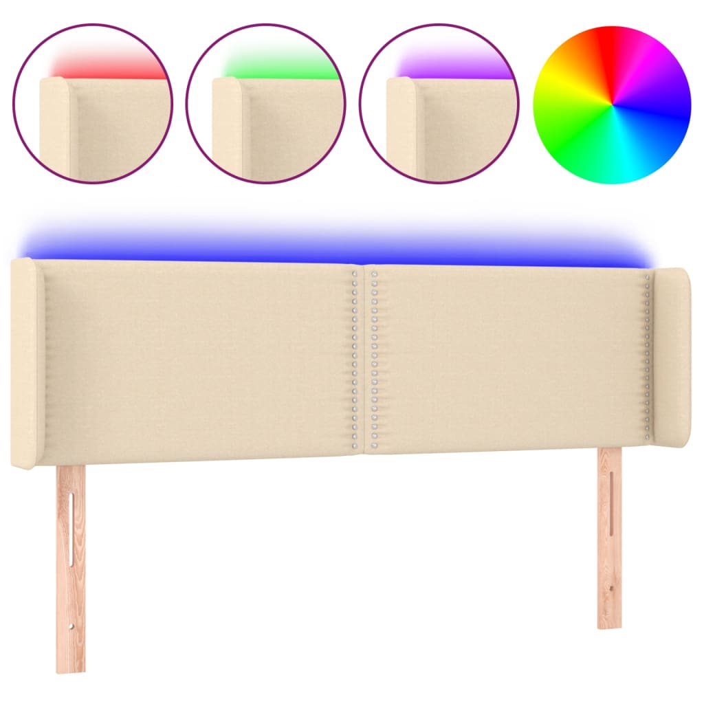 LED uzglavlje krem 147x16x78/88 cm od tkanine