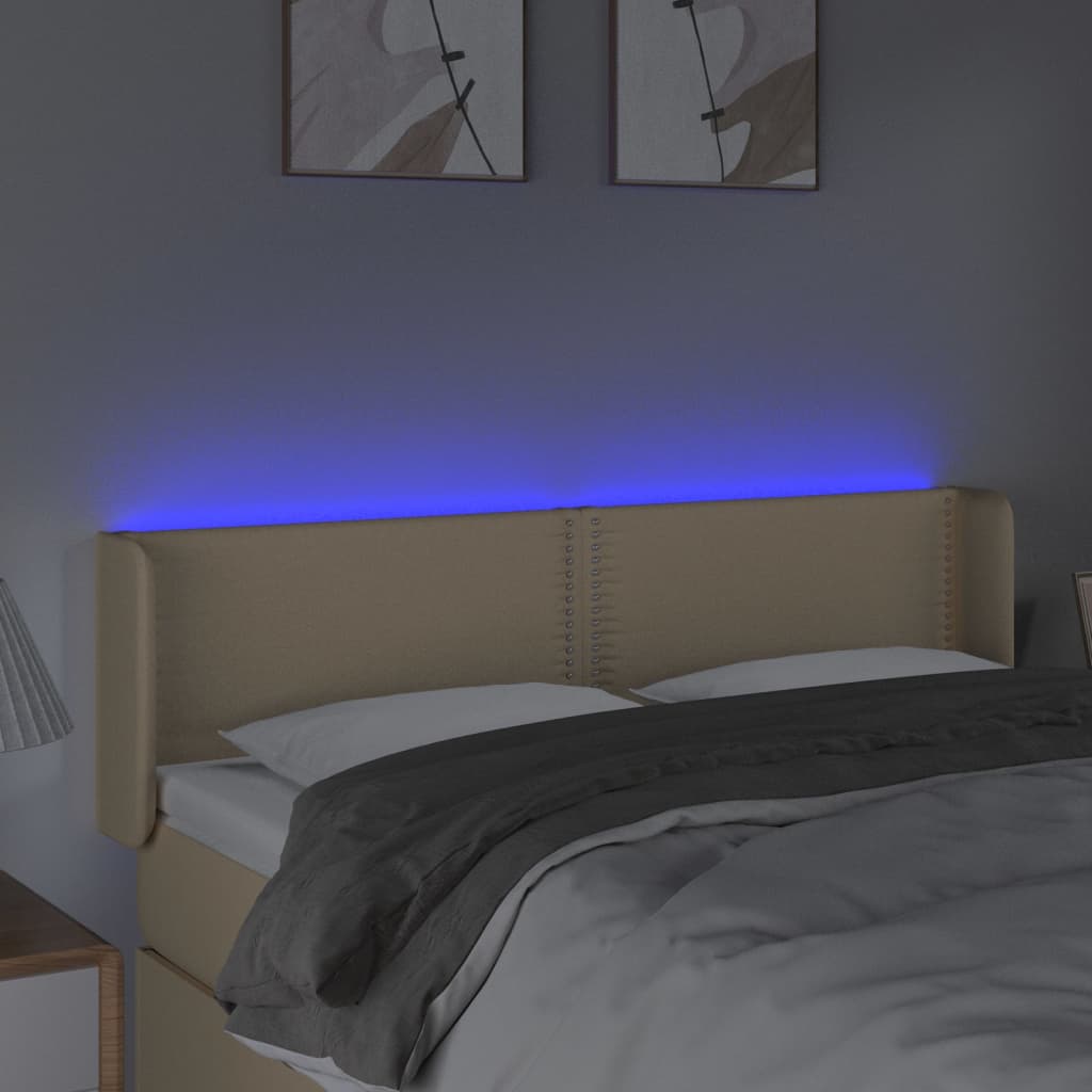 LED uzglavlje krem 147x16x78/88 cm od tkanine