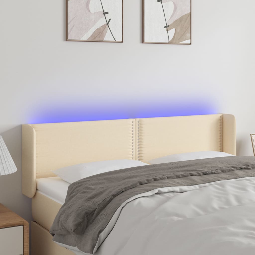 LED uzglavlje krem 147x16x78/88 cm od tkanine