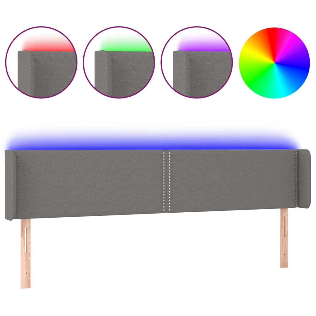 LED uzglavlje tamnosivo 183x16x78/88 cm od tkanine