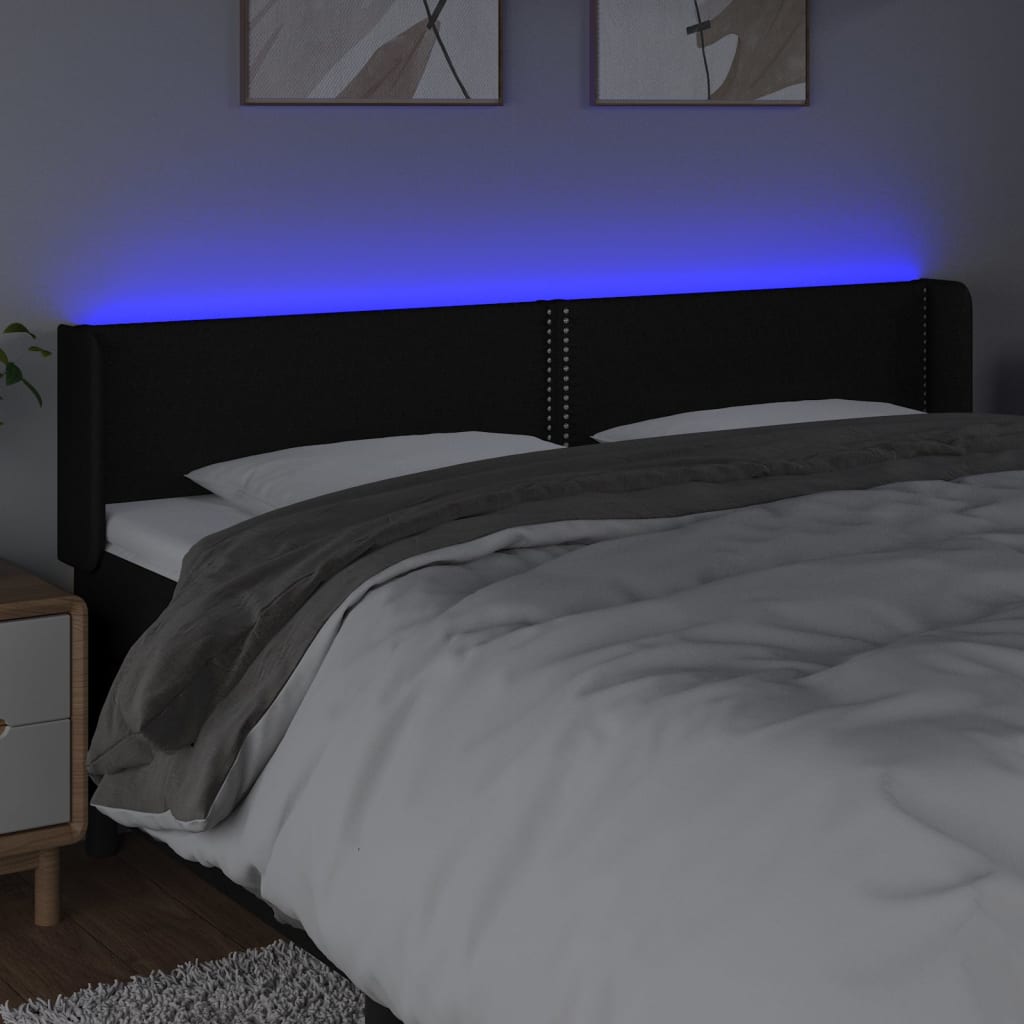 LED uzglavlje crno 183x16x78/88 cm od tkanine