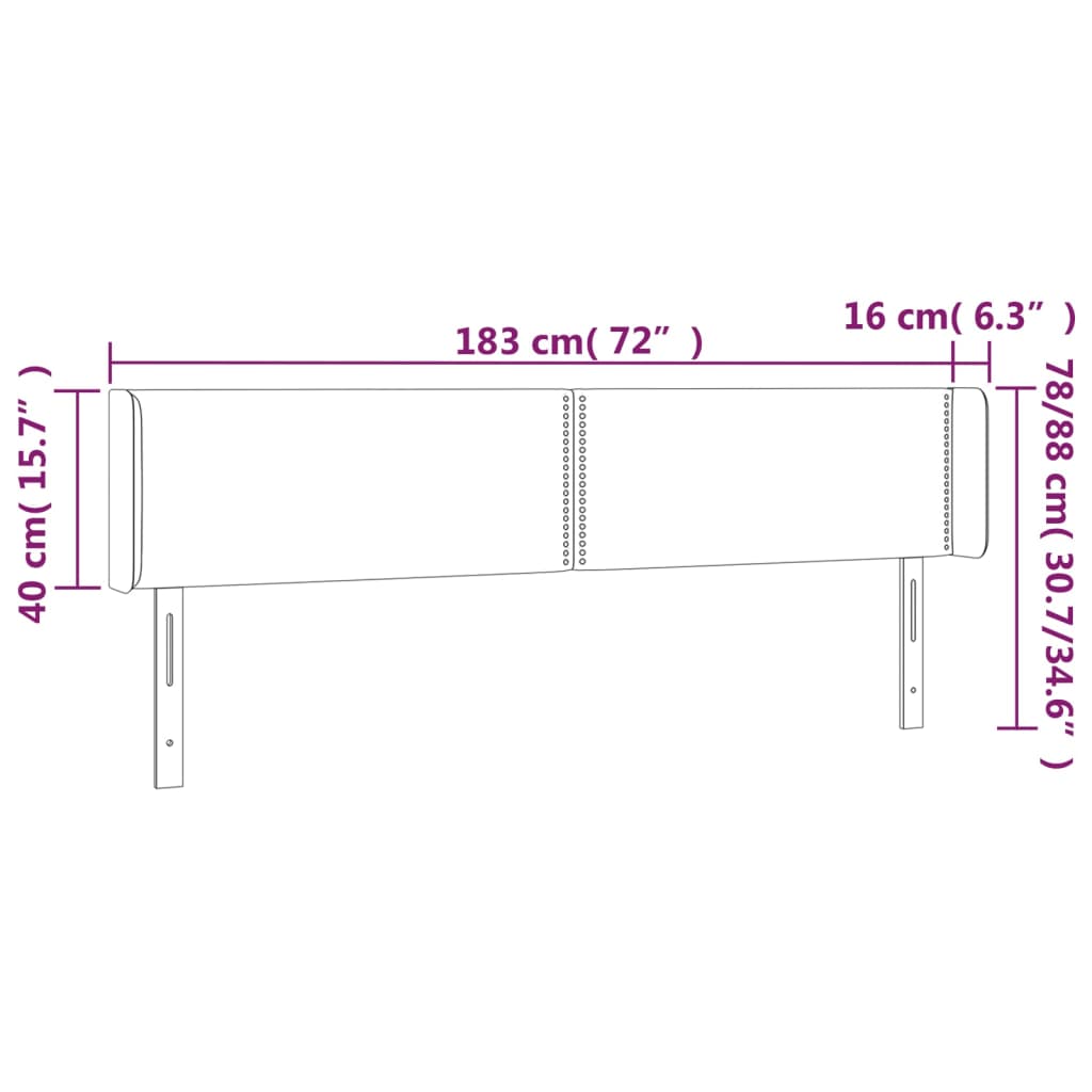 LED uzglavlje crno 183x16x78/88 cm od tkanine