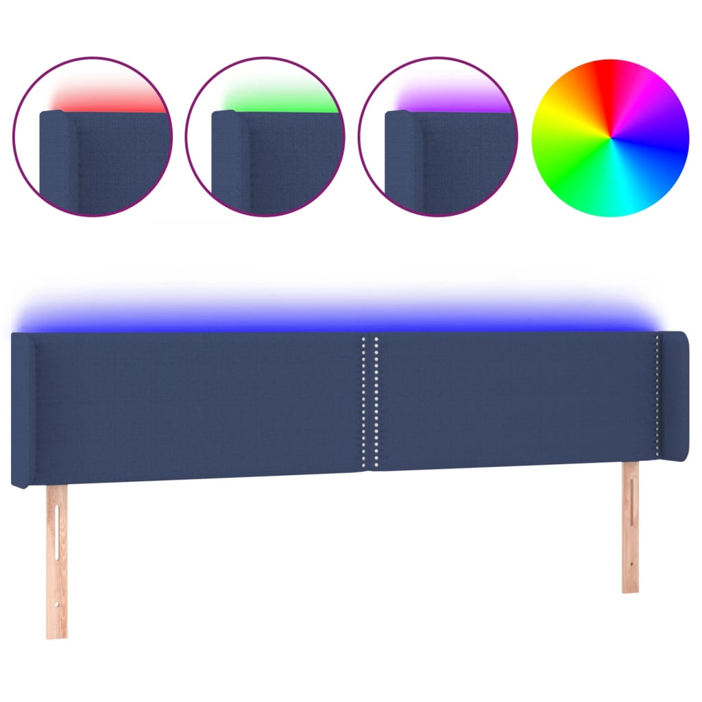 LED uzglavlje plavo 183x16x78/88 cm od tkanine