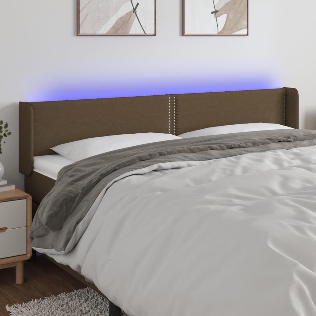 LED uzglavlje tamnosmeđe 203x16x78/88 cm od tkanine