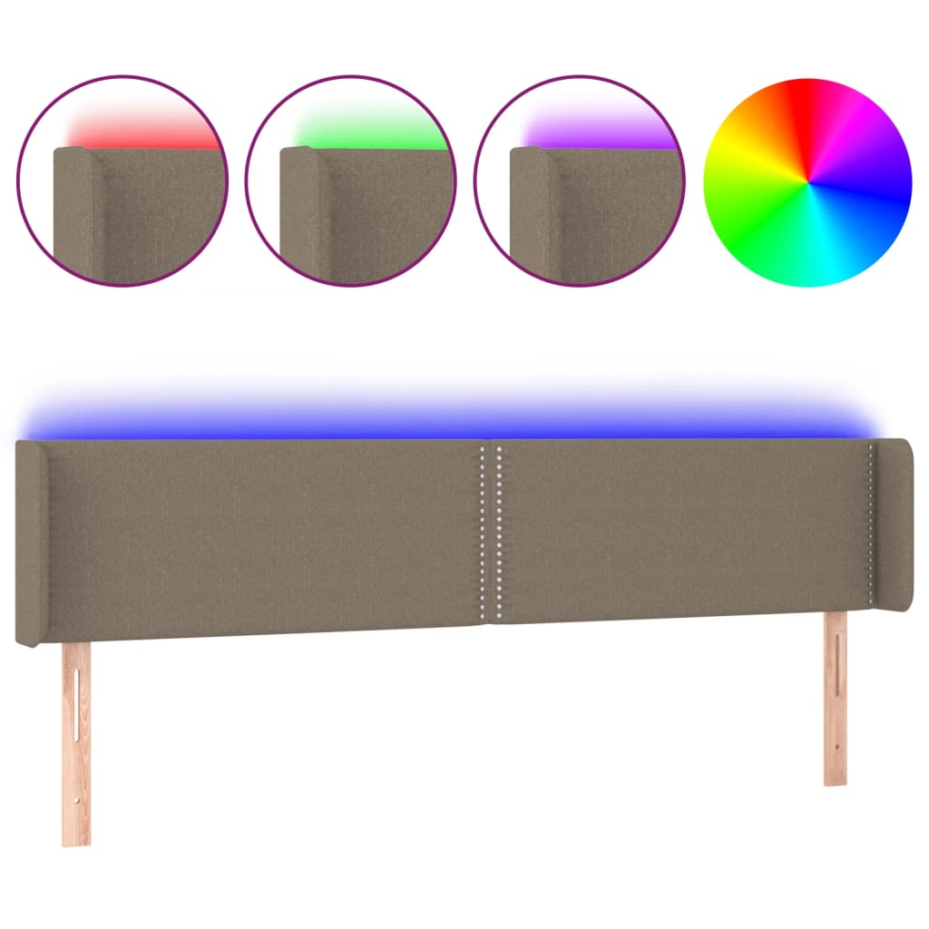 LED uzglavlje smeđesivo 203x16x78/88 cm od tkanine