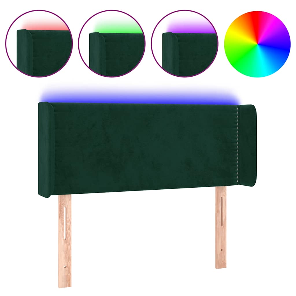 LED uzglavlje tamnozeleno 83x16x78/88 cm baršunasto