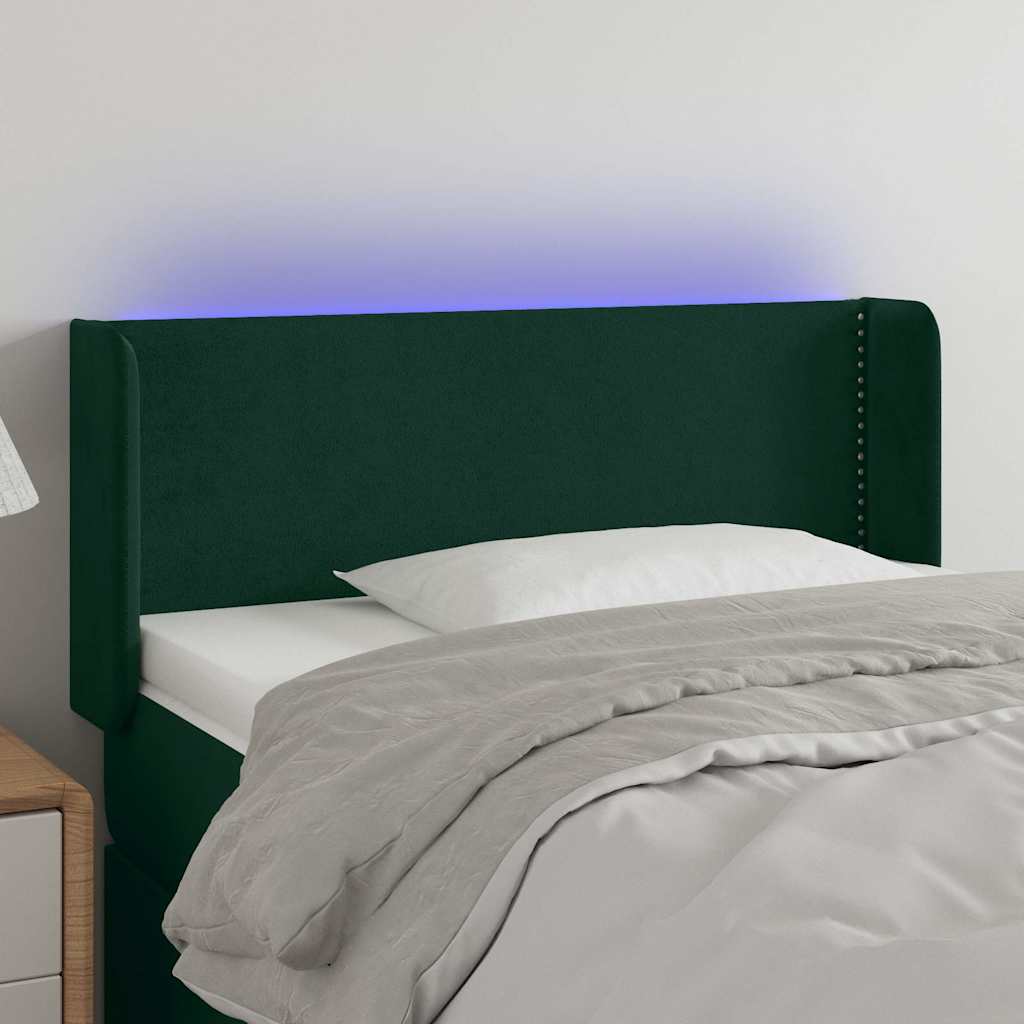 LED uzglavlje tamnozeleno 83x16x78/88 cm baršunasto