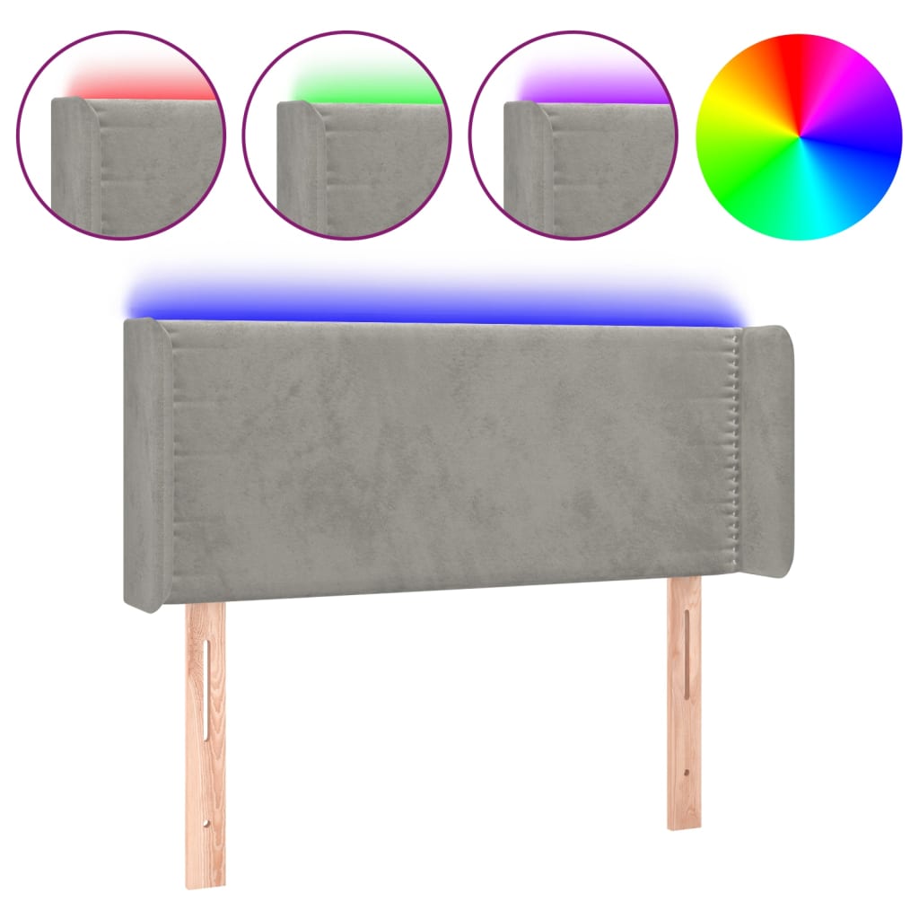 LED uzglavlje svjetlosivo 93x16x78/88 cm baršunasto