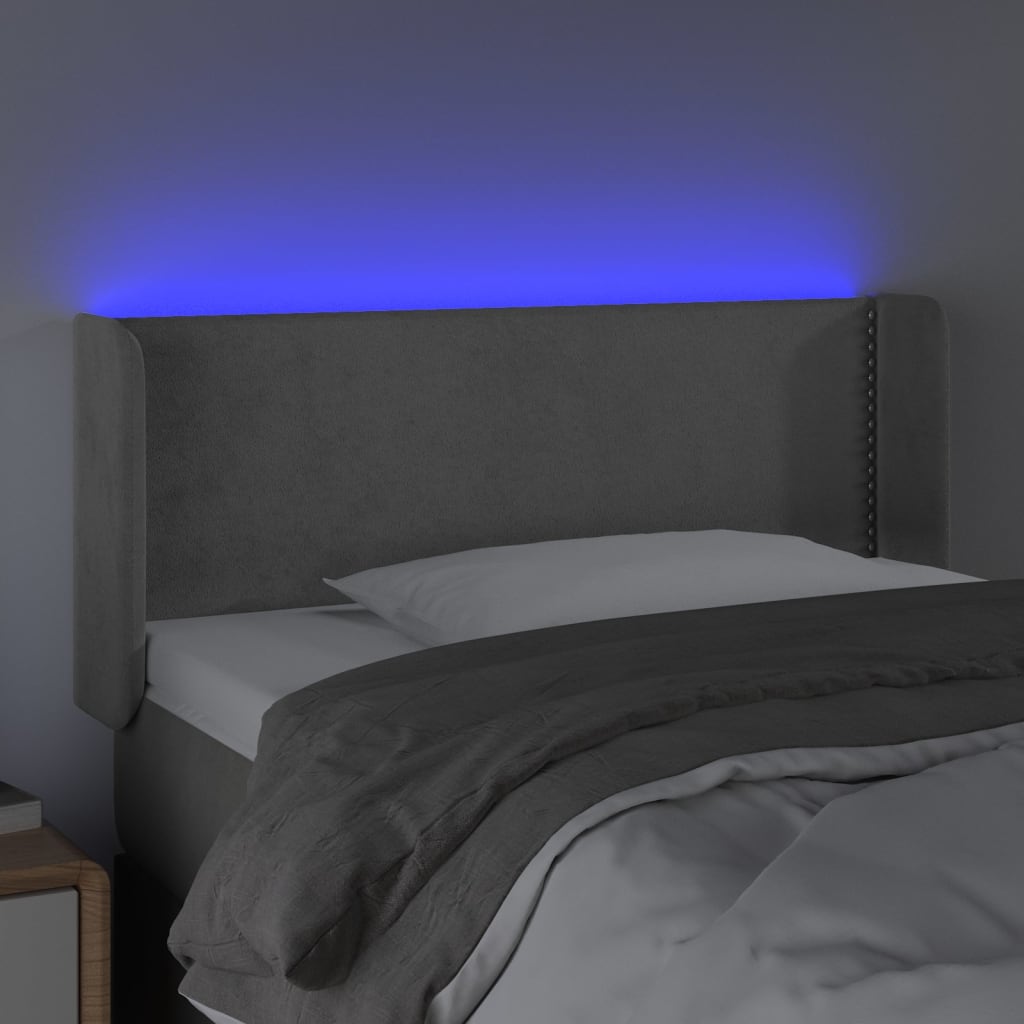 LED uzglavlje svjetlosivo 93x16x78/88 cm baršunasto