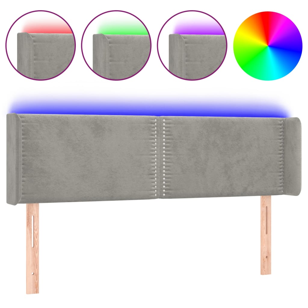 LED uzglavlje svjetlosivo 147x16x78/88 cm baršunasto