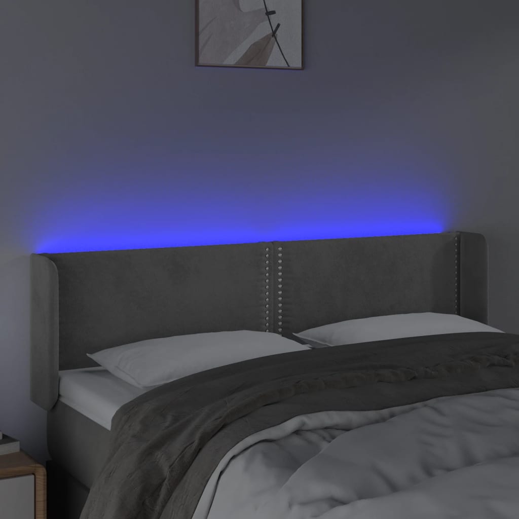 LED uzglavlje svjetlosivo 147x16x78/88 cm baršunasto