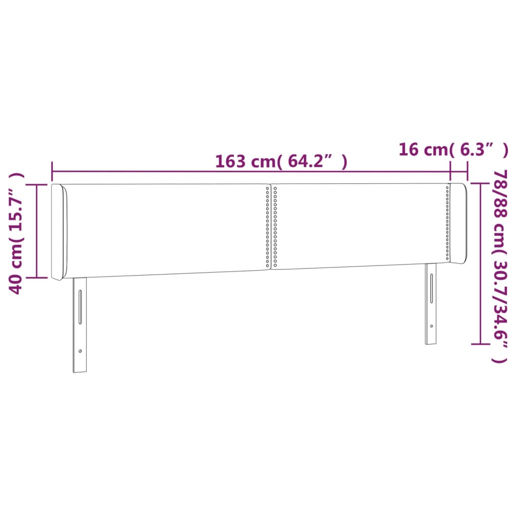 LED uzglavlje tamnosivo 163x16x78/88 cm baršunasto
