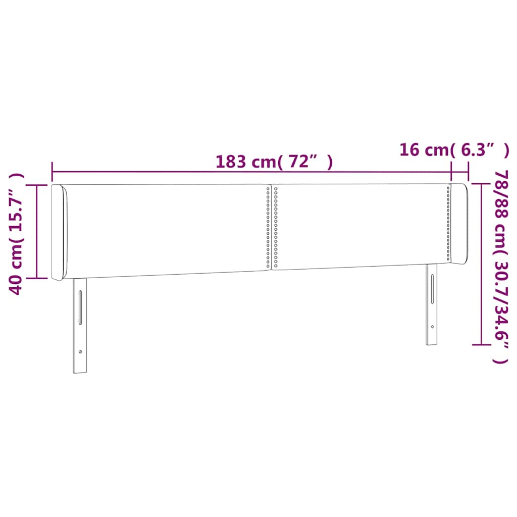 LED uzglavlje tamnozeleno 183x16x78/88 cm baršunasto