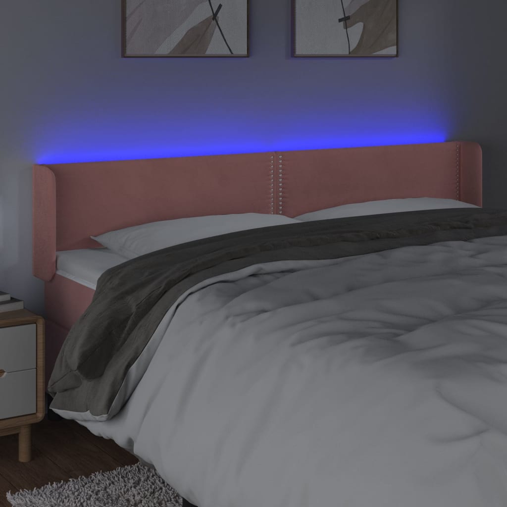 LED uzglavlje ružičasto 203x16x78/88 cm baršunasto