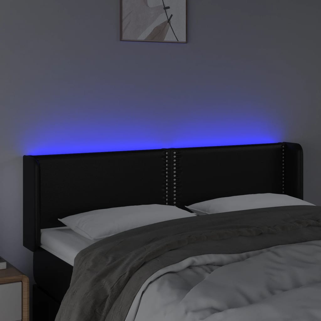LED uzglavlje crno 147x16x78/88 cm od umjetne kože
