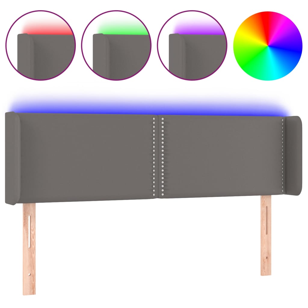 LED uzglavlje sivo 147x16x78/88 cm od umjetne kože