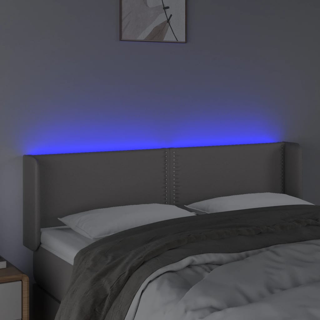 LED uzglavlje sivo 147x16x78/88 cm od umjetne kože