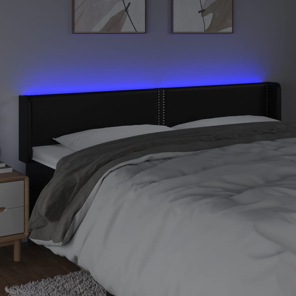 LED uzglavlje crno 183x16x78/88 cm od umjetne kože
