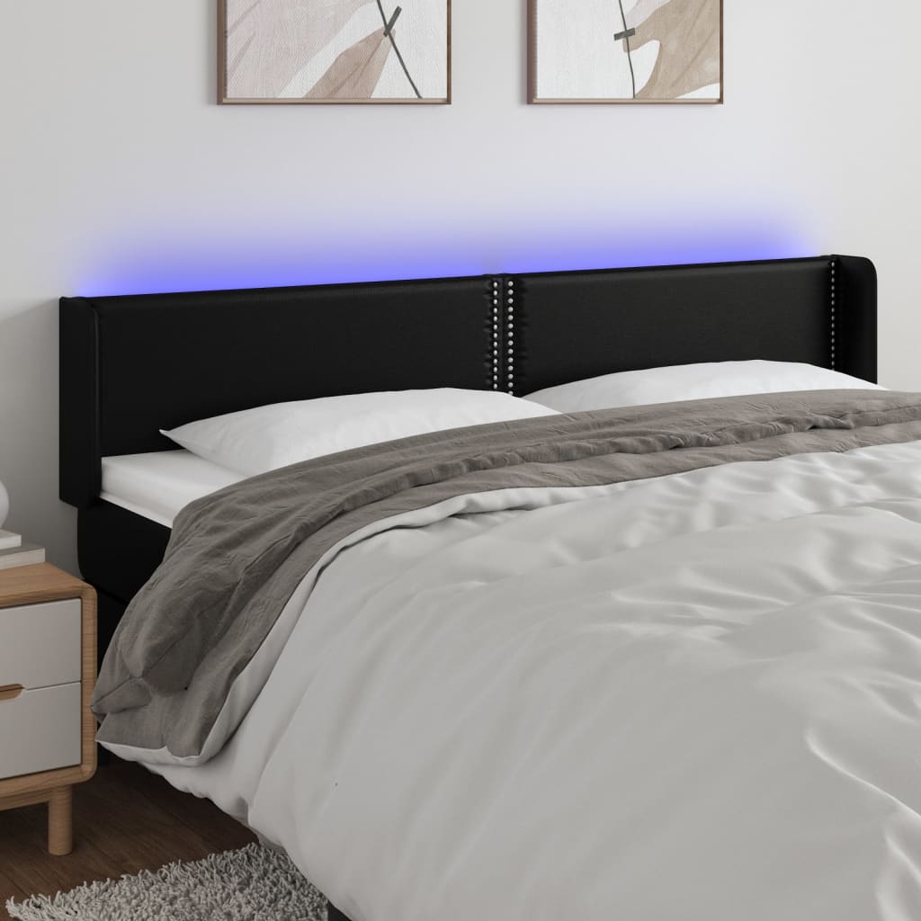 LED uzglavlje crno 203x16x78/88 cm od umjetne kože