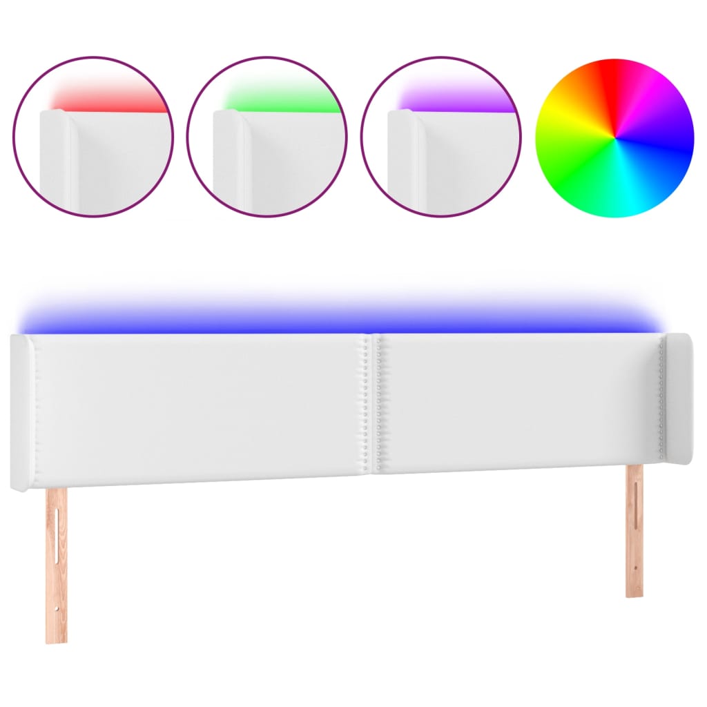 LED uzglavlje bijelo 203x16x78/88 cm od umjetne kože