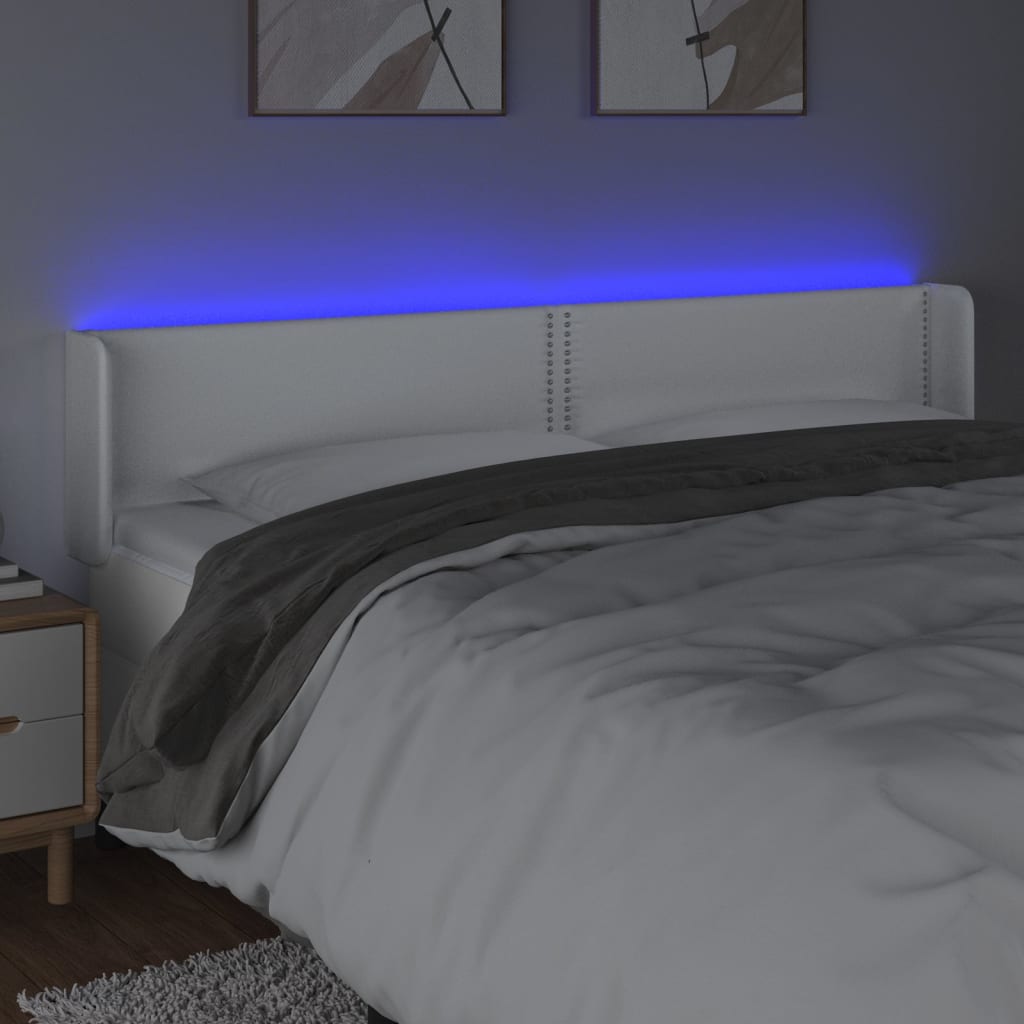 LED uzglavlje bijelo 203x16x78/88 cm od umjetne kože