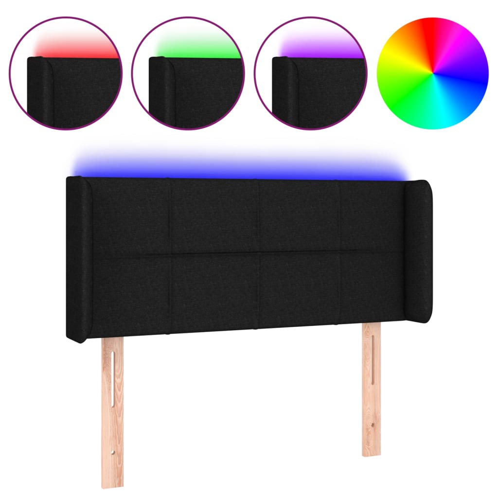LED uzglavlje crno 103x16x78/88 cm od tkanine