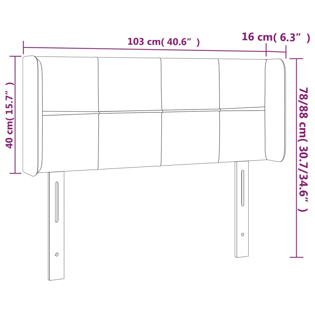 LED uzglavlje krem 103x16x78/88 cm od tkanine