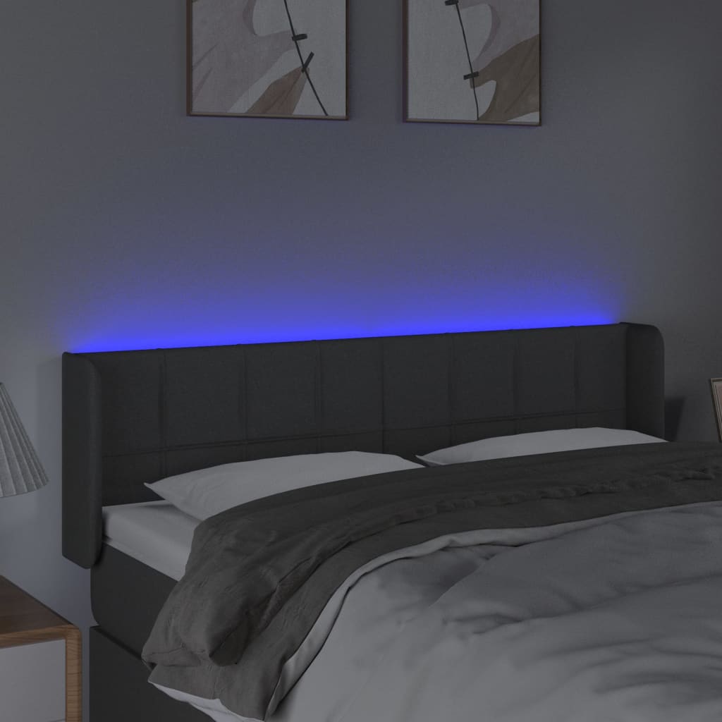 LED uzglavlje tamnosivo 147x16x78/88 cm od tkanine
