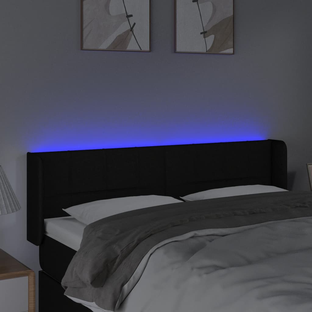 LED uzglavlje crno 147x16x78/88 cm od tkanine